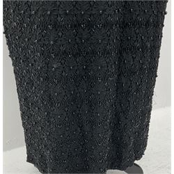 Vintage Ellis of London full length black beaded evening dress, size label detailed 42 
