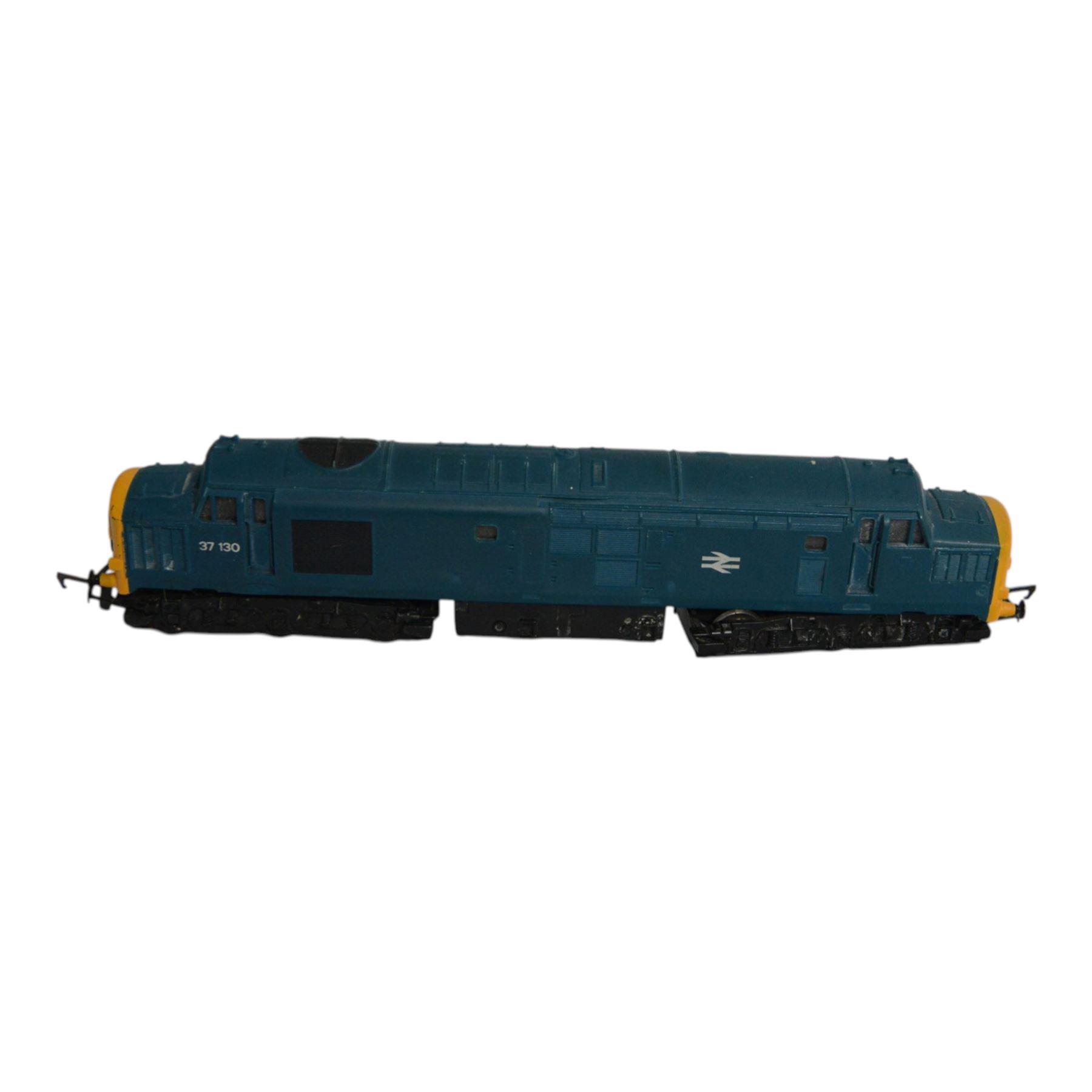 Seven 00 gauge locomotives, comprising Hornby R751 Class 37 diesel, Bachmann Elvis King of Rock And Roll Express, Hornby Merchant Navy United States Lines, Hornby A4 Class Quicksilver, three tank locomotives and two tenders, all unboxed