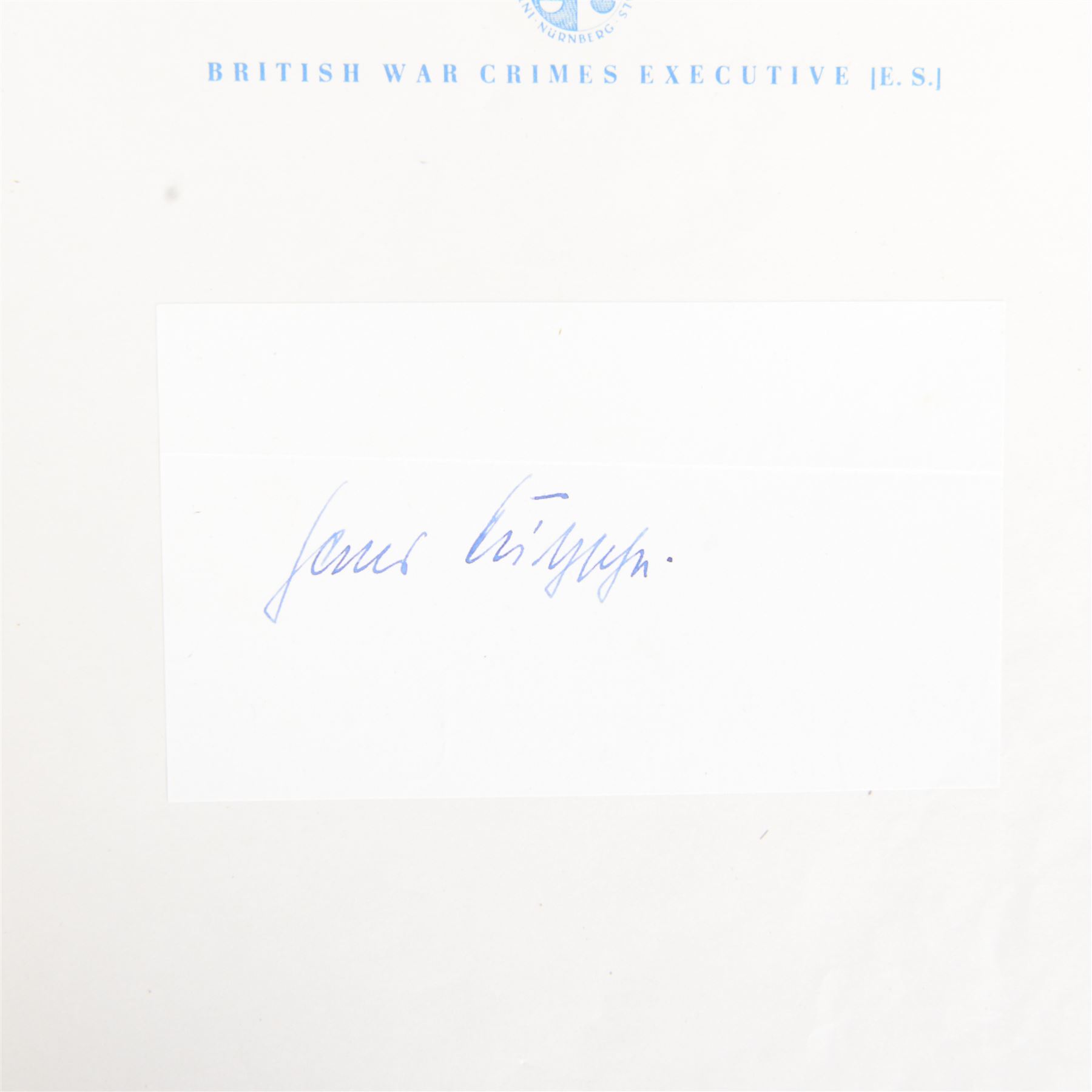 Nuremburg Trails; original signature of Hans Fritzsche Editor Chief of German News Agency, Properganda and Wireless  