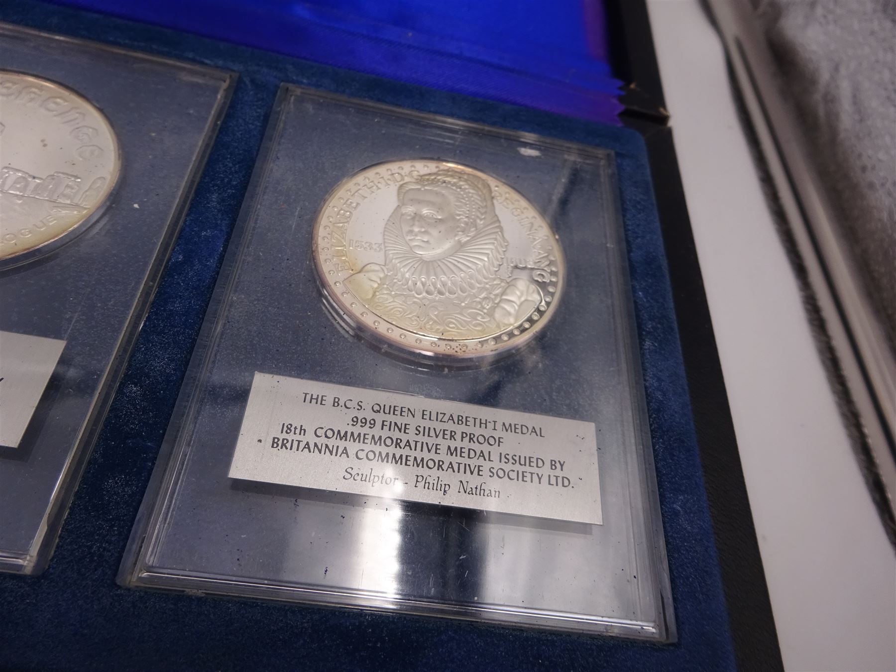 British Commemorative Society Ltd, set of six commemorative .999 fine silver proof medals, no. 13 to 18 , to include The Dunkirk Medal, The Captain Cook Medal, The Battle of Agincourt Medal, The Prince of Wales Investiture Medal, The Stonehenge Medal and The Queen Elizabeth Medal, each contained within clear perspex cases, in a silk lined fitted case