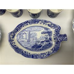 Collection of Spode blue and white ceramics, in italian and zoological  patterns, together with items from the spode blue room collection, to include pair of candlesticks, hors d'oeuvres dish, vase, dinner plate, four teacups and saucers, side plates, dessert plates, etc (47)