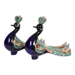 Pair of Goebel Peacock, numbered on base 3894028, signed Selim, H28cm