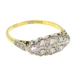 18ct gold two row old cut diamond ring