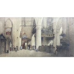 Paul Marny (French/British 1829-1914): Interior of 'St Vivien' Church - Rouen, watercolour signed and titled 48cm x 90cm 
Provenance: in the same family ownership for three generations.