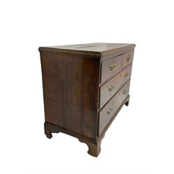 George III oak chest, fitted with two short and two long drawers, on bracket feet