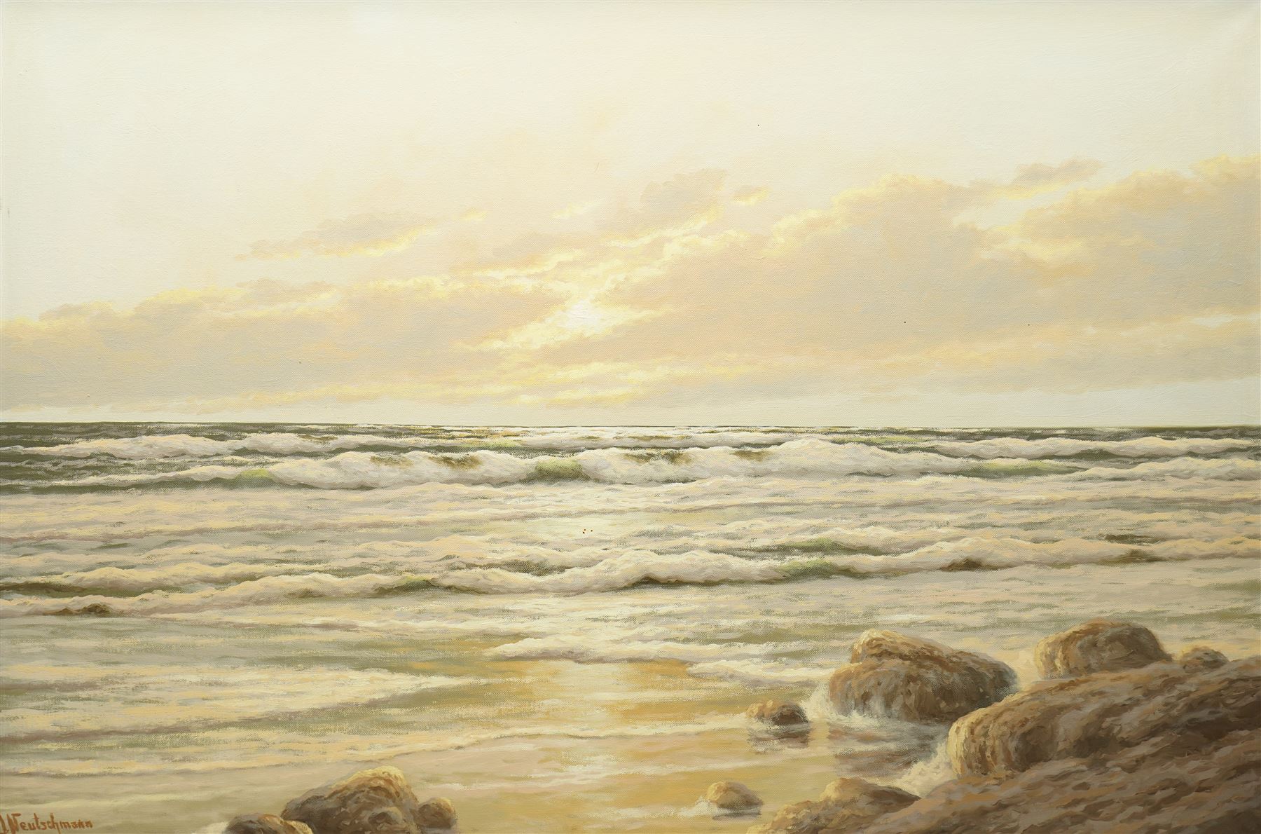 Otto Neutschmann (German 1902-1985): Sunset Seascape, oil on canvas signed 60cm x 90cm
