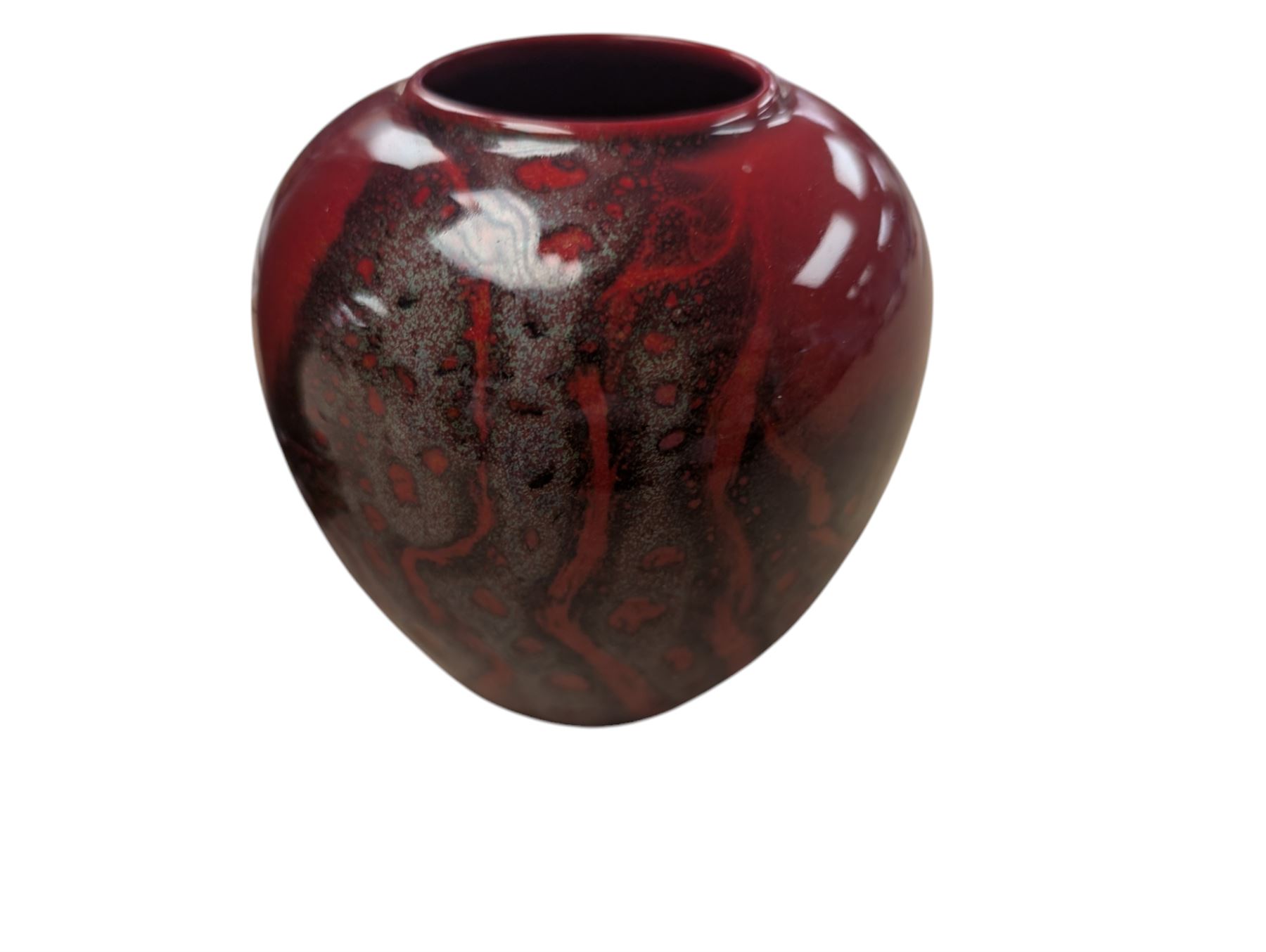 Doulton Lambeth stoneware vase, together with a small Royal Doulton Flambe vase