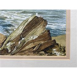 Grahame Penn (British 20th Century): ‘Capstone from Cheyne Beach’, watercolour signed and dated 1998, titled verso 26cm x 37cm 