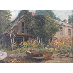 Bernard Finegan Gribble (British 1873-1962): Boat and Farmstead, oil on board unsigned 29c...
