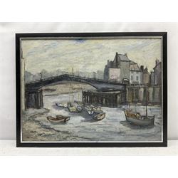 John Bainbridge Copnall (British 1928-2007): Whitby Harbour and Swing Bridge, oil on board signed and dated '58, 53cm x 73cm