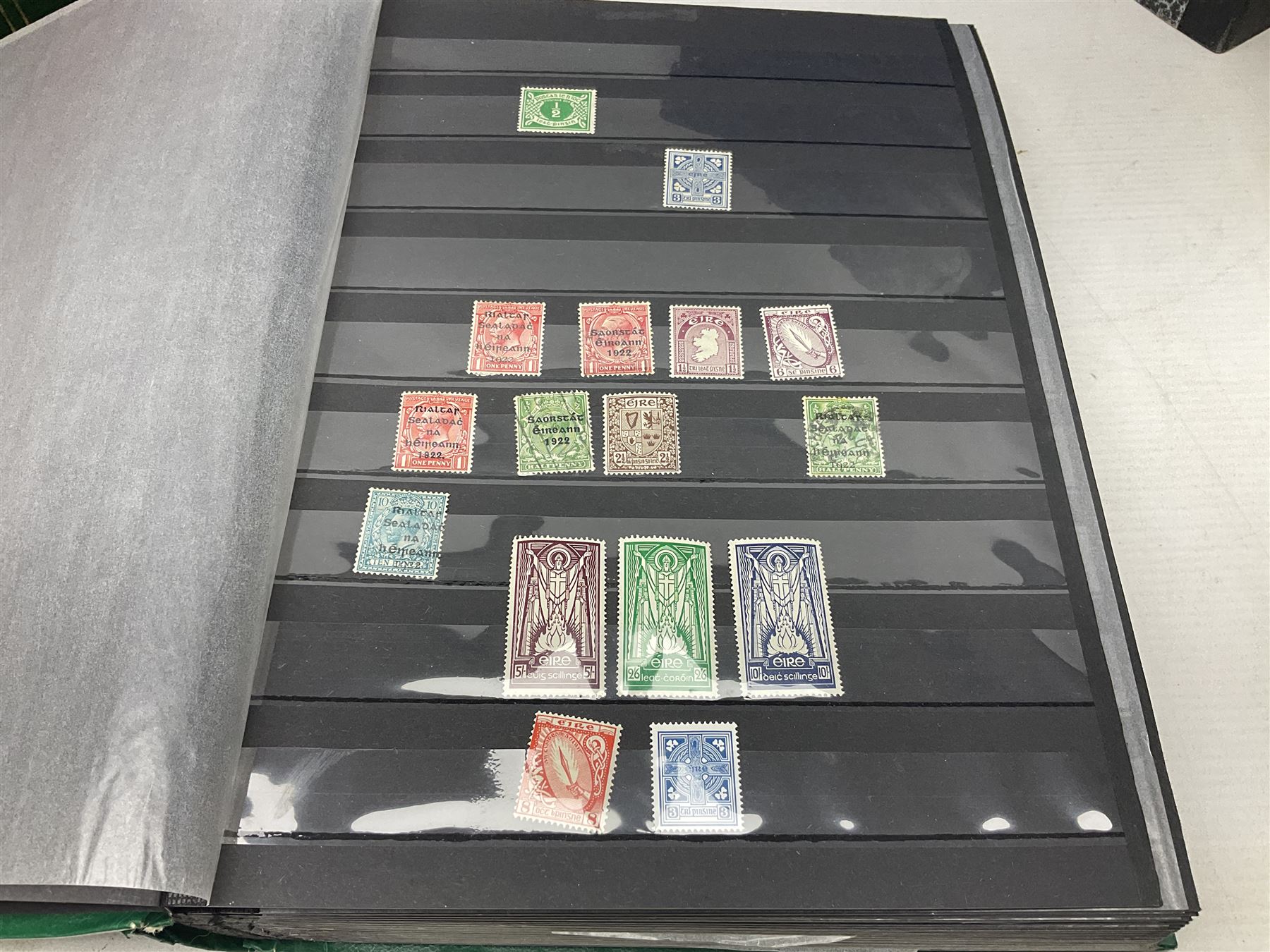 Stamps including Queen Victoria Queensland, modern Australia, King Edward VII Ceylon and Mauritius, South Africa, Gambia, Falkland Islands, Gold Coast, Ireland etc, housed in seven albums/folders and on loose album pages, in one box