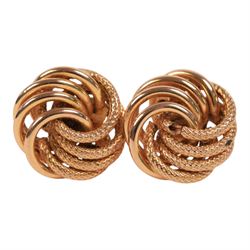 Two pairs of 9ct gold knot earrings, stamped 375