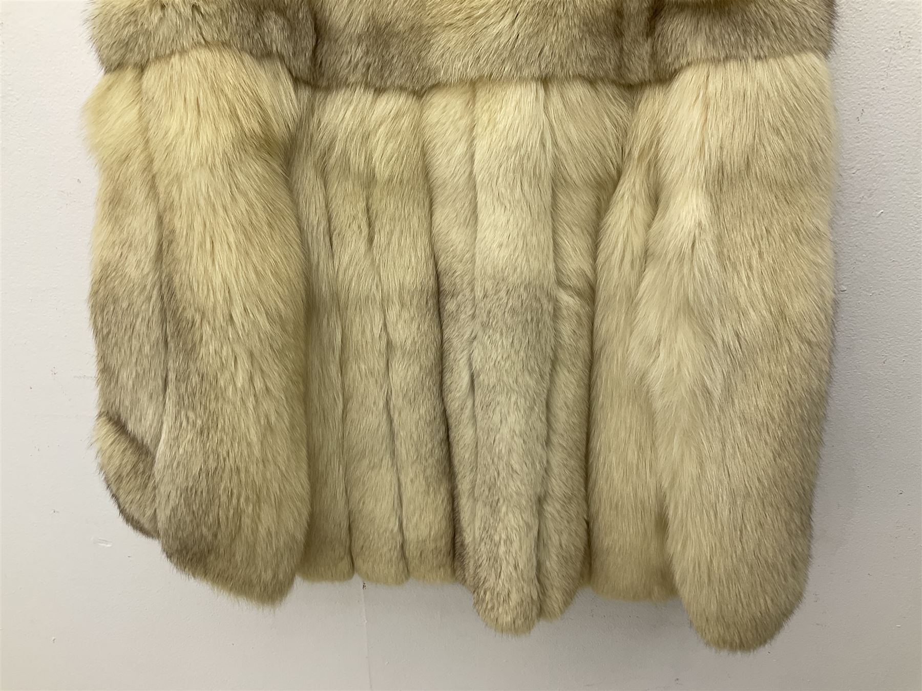 White Arctic Fox fur coat with loop fasteners 