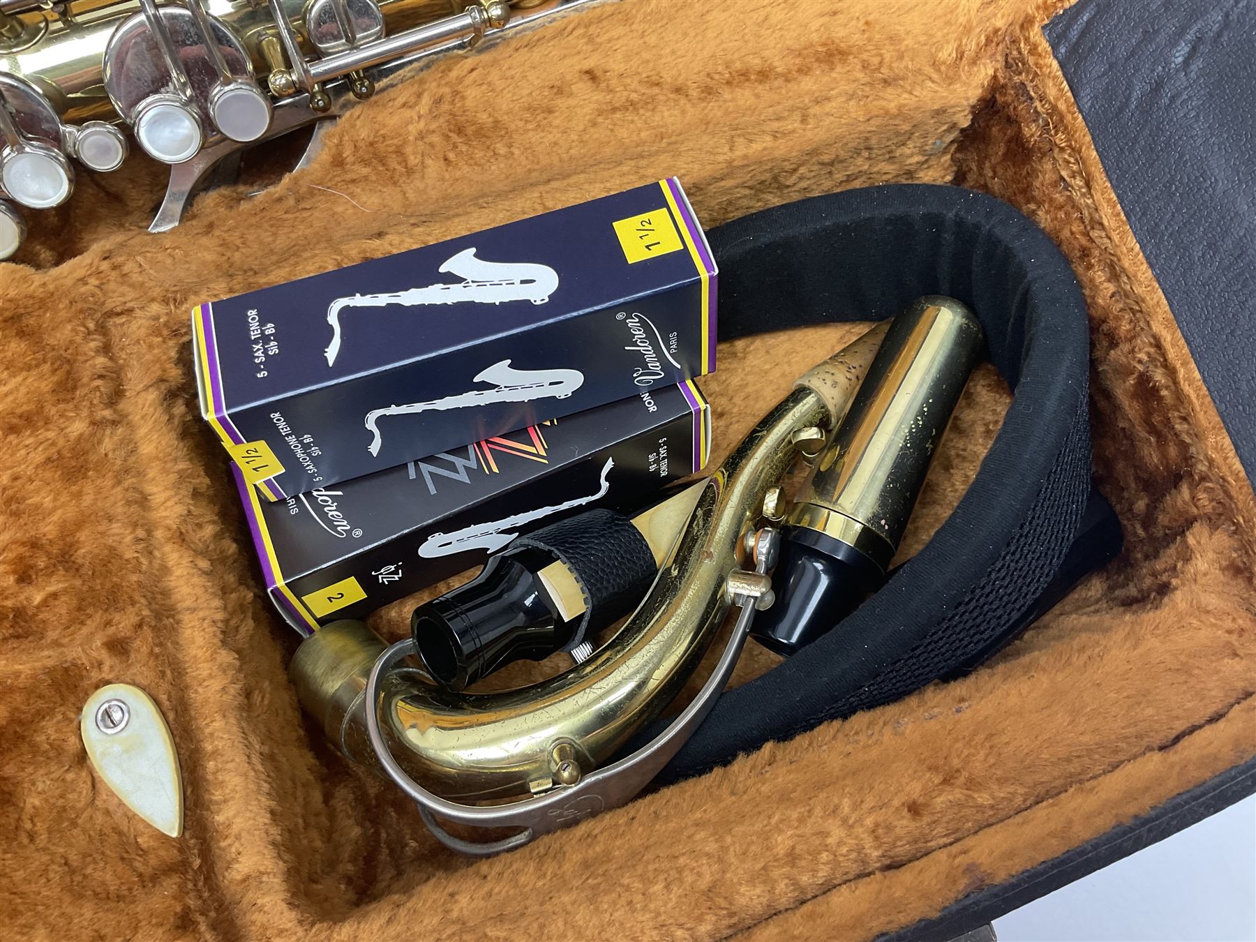 Czechoslovakian Corton tenor saxophone, probably 1970s/80s, serial no.132621; in fitted carrying case with crook and two mouthpieces