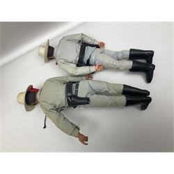 Two pairs of 1970s Lone Ranger and Tonto action figures, probably by Marx Toys; and Gabriel 'Silver' stallion horse; all unboxed (5)