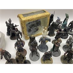 Approximately 80 NLP Lord of the Rings heavy metal painted figurines to include Fell Beast, boxed, and The Watcher, The Dark Lord Sauron, Treebeard etc, and unassociated Dracula themed composite figures marked HHFT50 