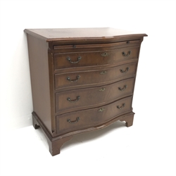  20th century mahogany serpentine bachelors chest, single slide above four graduating drawers, shaped bracket supports, W76cm, H78cm, D47cm  