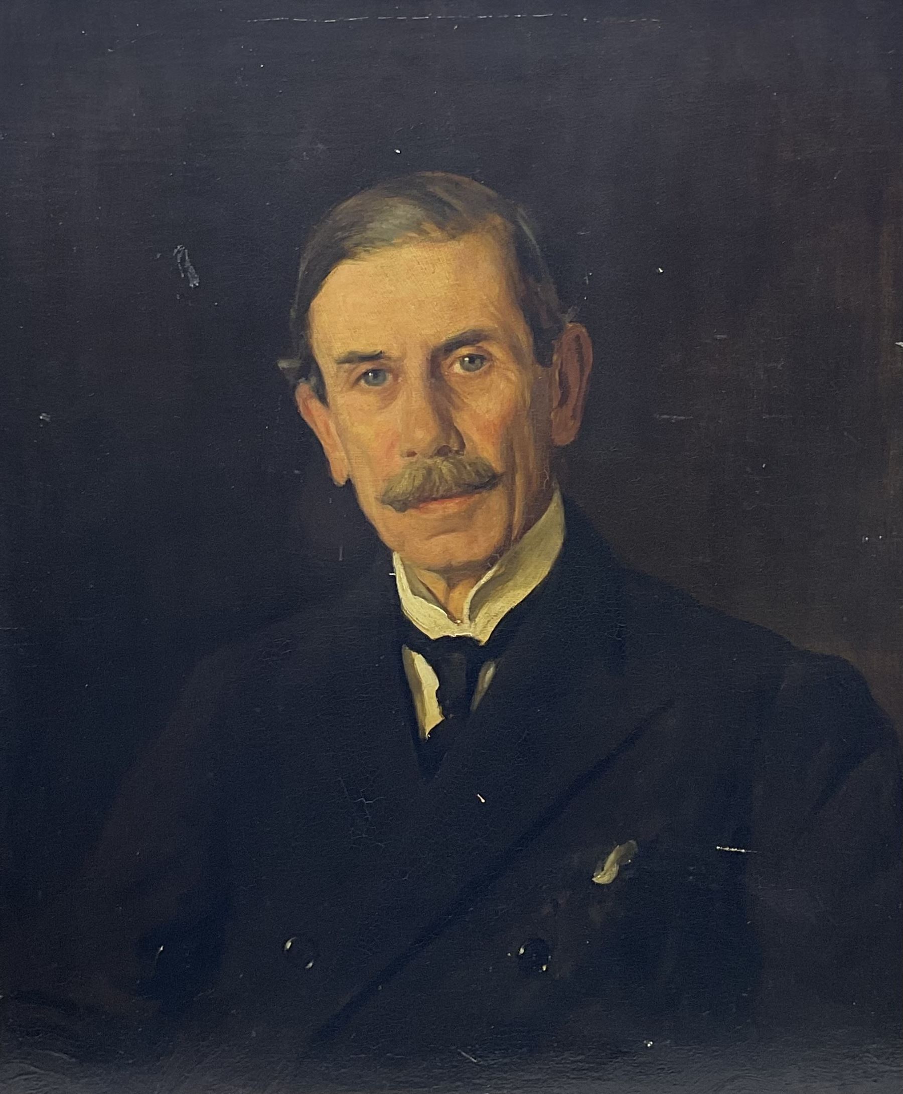 Frederick (Fred) William Elwell RA (British 1870-1958): 'Portrait of Major Arthur Joseph Atkinson (1864-1959), oil on canvas laid on to panel signed, inscribed verso 66cm x 55cm
Provenance: from The Bell Hotel, Driffield; purchased Dee Atkinson & Harrison 21st November 2006