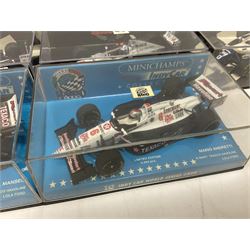Pauls Model Art Minichamps Formula - ten 1:43 scale die-cast models of racing cars in plastic display cases (10)