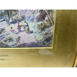 Charles Edmund Rowbotham (British 1856-1921): 'The Lakes of Monticolis - Calabria', watercolour signed, titled and dated 1907 on mount, 15cm x 17.5cm 