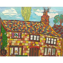 Adam Raven (British 1952-2006): Suburbia, impasto oil on canvas signed verso 60cm x 75cm