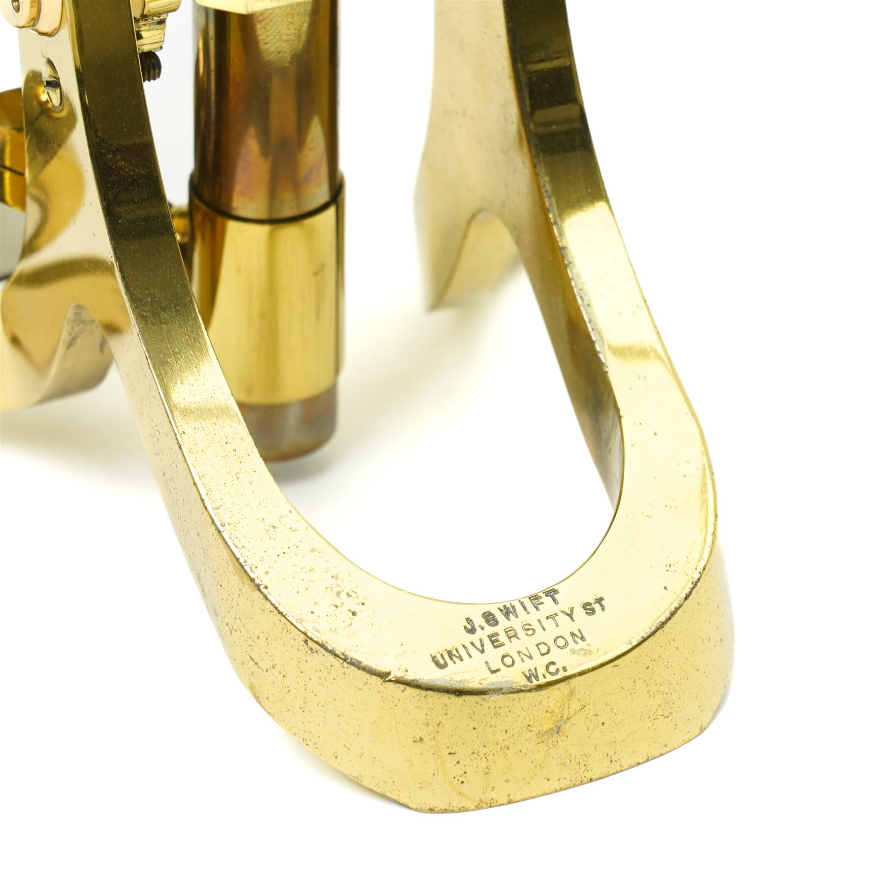  Baker of London travelling microscope with Chesterman vernier scale No16574 and a Swift brass microscope 