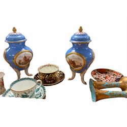 Coalport cabinet cup in the form of a shell, together with four coalport batwing cups, with three matching saucers and other ceramics