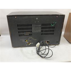 1955 Pye Fenman II valve radio in walnut veneered case, W58cm, together with a 1950s McMichael Type 854 valve radio with Bakelite knobs, W47cm H39cm D24cm, and 1957 Ekco Type A320 radio in dark walnut veneered case (3)