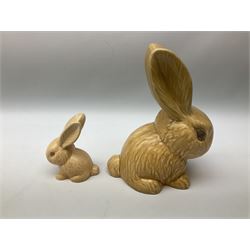 Two Sylvac bunnies, Model No. 1026 and Model No. 990, in buff glaze, both with impressed mark beneath, tallest example H25cm