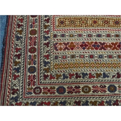  Sumas Kilim needle work beige ground rug, repeating border, 203cm x 123cm  