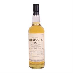 Bruichladdich 19 year old Islay single malt scotch whisky, 700ml 46% vol, First Cask; distilled 2nd November 1989, from cask number 91, bottle number 170, with certificate
