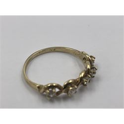 9ct gold five stone cubic zirconia ring, hallmarked 