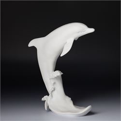Glassware including Mats Jonasson Signature Collection dolphin sculpture, Swarovski 1990 Annual Edition dolphin model 'Lead Me', two Caithness vases, Caithness 'Christmas Tree' paperweight, Bohemia glass large dolphin model and wine glass with etched decoration, six boxed