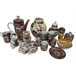 Japanese coffee set, Masons ginger jar, imari paperweights and trinket box etc