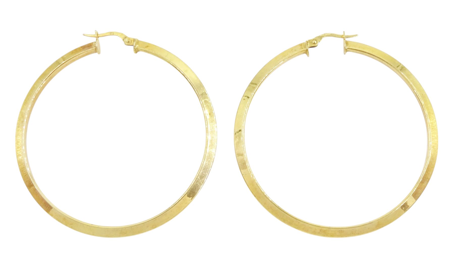 Pair of 9ct gold hoop earrings, hallmarked
