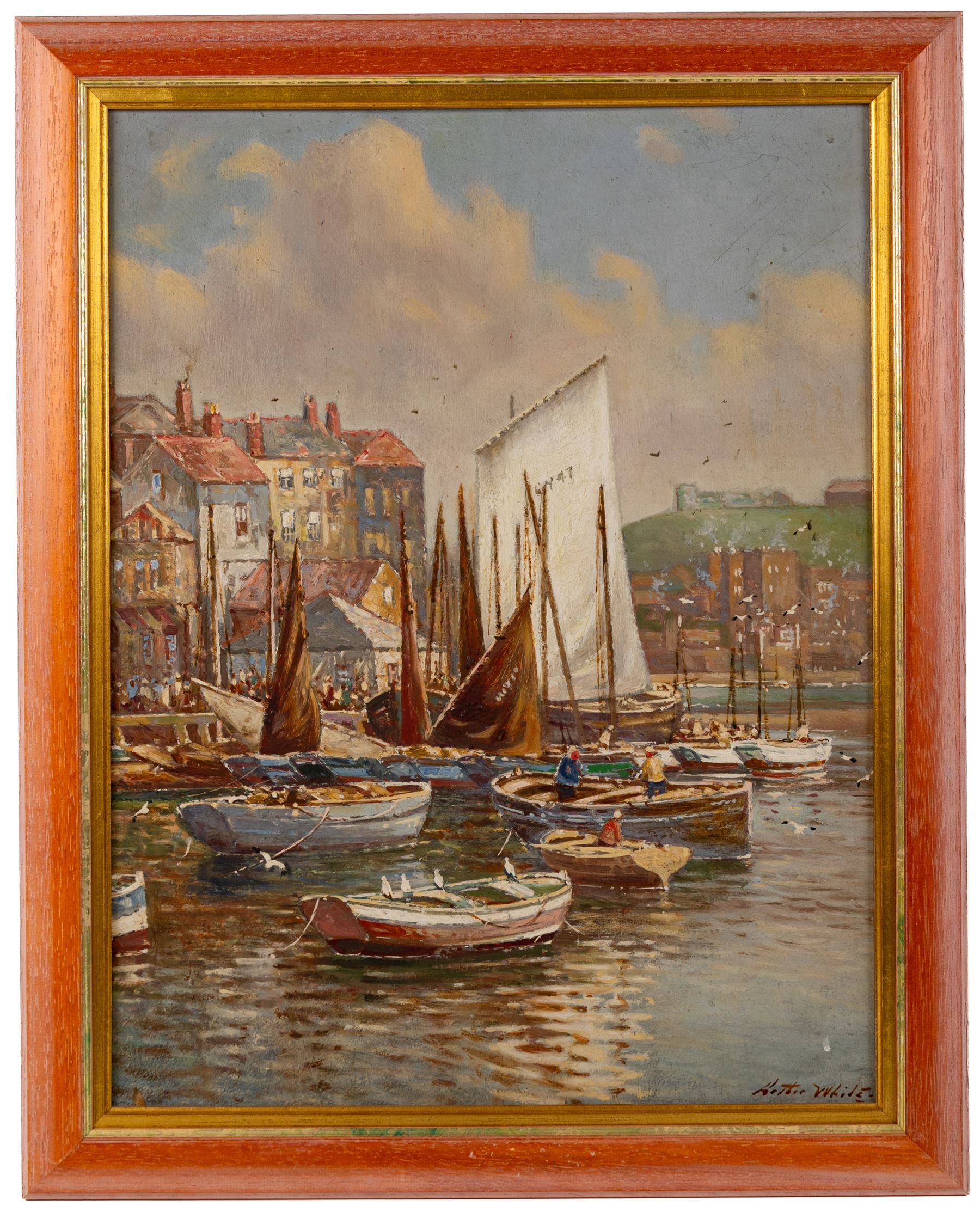 Arthur Moorwood White (St Ives 1865-1953): New Quay Whitby, oil on board signed 47cm x 36cm
