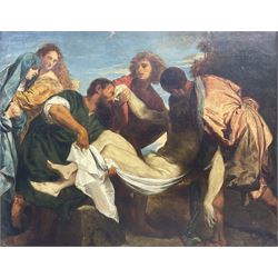 After Titian (Italian c.1488-1576): The Entombment of Christ, 19th century oil on canvas unsigned 34cm x 43cm 