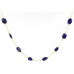  Silver-gilt (tested) faceted sapphire necklace  