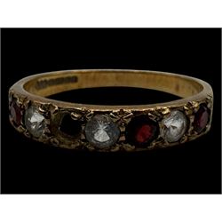 9ct gold opal pendant necklace, 9ct gold paste ring and a pair of silver Whitby jet earrings