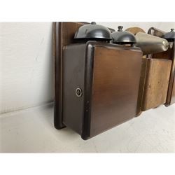 Two GPO wall mounted bell boxes, the first example marked no.1, and no.1A, together with three other wall mounted bell boxes 