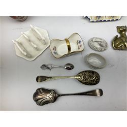 Stamped silver ring, necklace with silver chain stamped 925, ladies Sekonda watch and other jewellery, silver plated berry spoon, together with a further silver plated spoon, ceramics to include toast rack, Jasperware style jug etc, other metalware etc