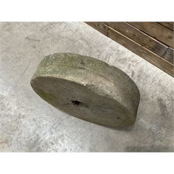 19th century circular stone mill wheel,
