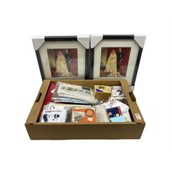 Two framed limited edition sets of The Royal Wedding Platinum Anniversary stamps, 6/70 and 4/70, together with London Olympic and Paralympic games memorabilia and stamps. etc 