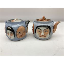 Two Japanese 'Banko' ware five faces teapots, with impressed marks to base, approx H10cm