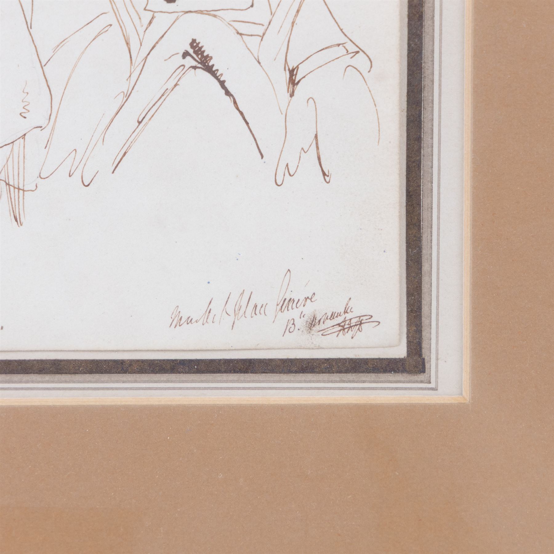 Swiss/French School (19th century): Donkey Heading to Market and Figural Studies, three ink sketches, one indistinctly signed and inscribed, max 17cm x 11cm (3)