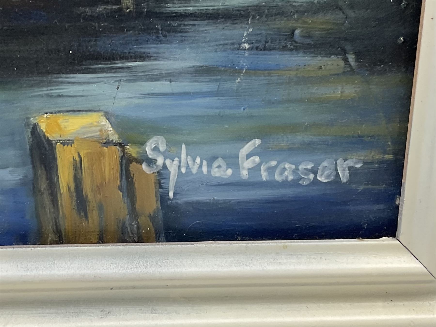 Sylvia Fraser (British contemporary): 'Whitby', oil on board signed, titled and dated 2006 verso 44cm x 45cm