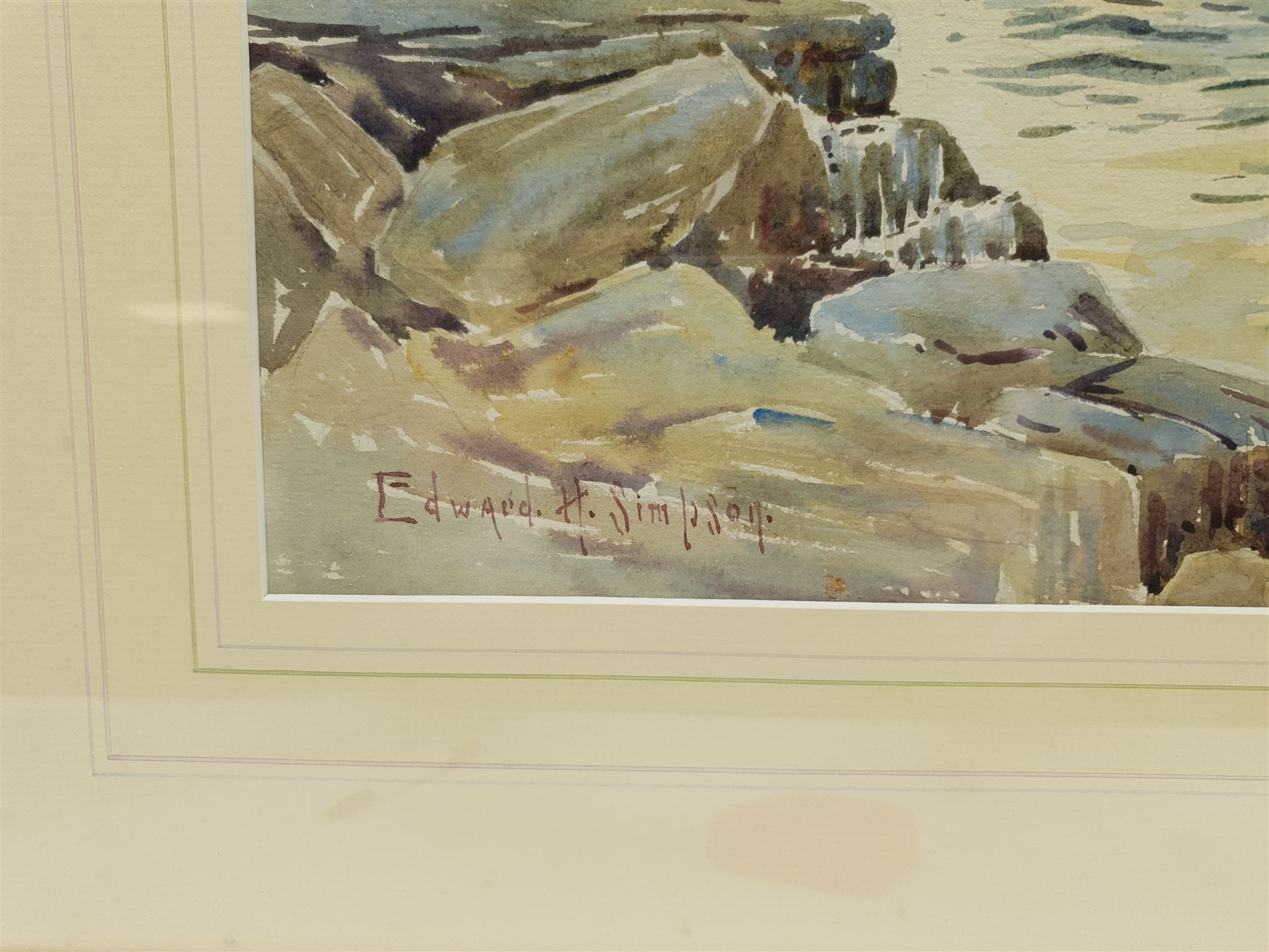 Edward H Simpson (British 1901-1989): 'Rough Water The Ness Sandsend', watercolour signed, titled verso with artist's Scarborough address 41cm x 57cm