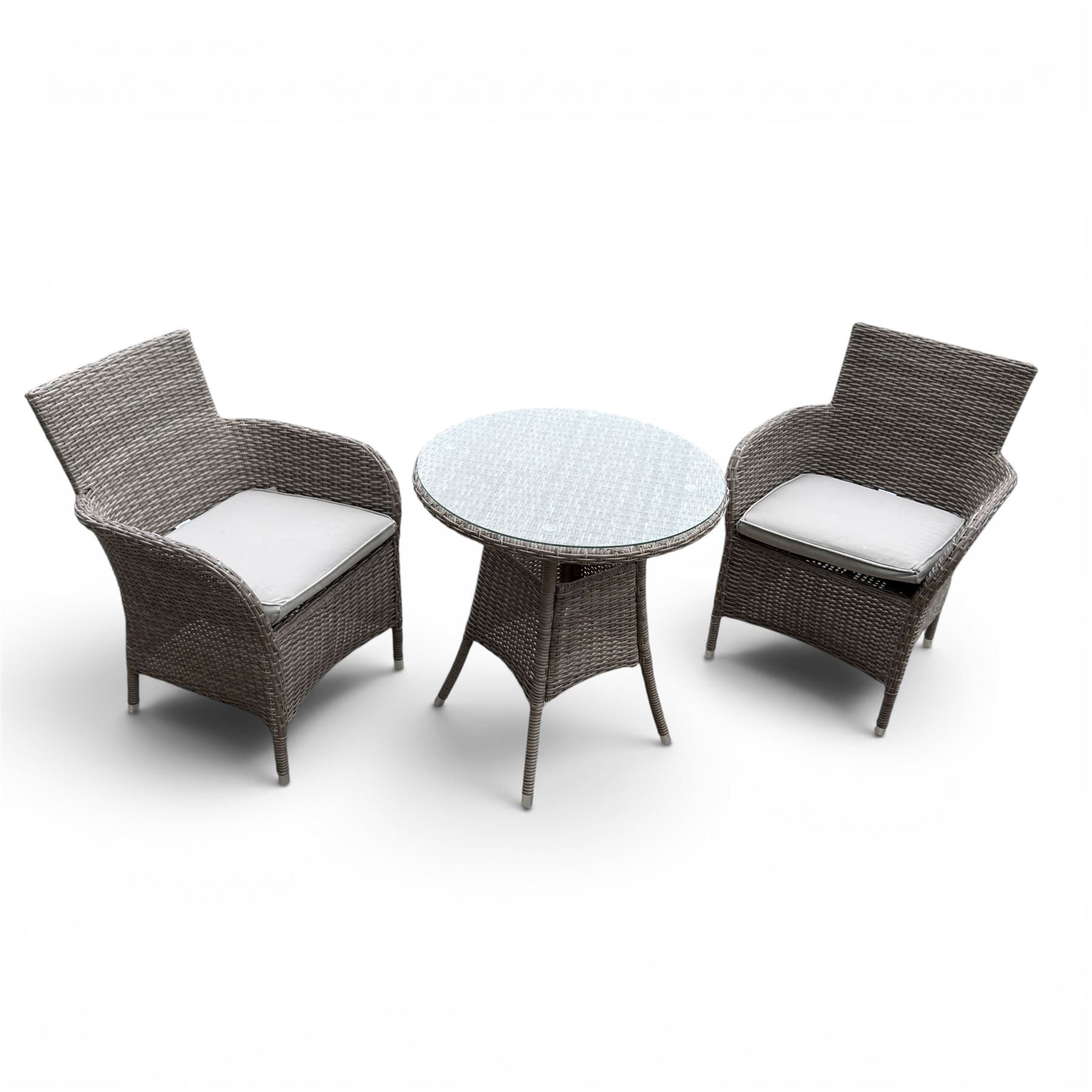 LG Outdoor - rattan bistro set, comprising two armchairs and table with tempered glass top