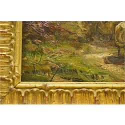 Owen Bowen (Staithes Group 1873-1967): Sheep Grazing in the Yorkshire Moors, oil on canvas signed and dated '06, 26cm x 37cm