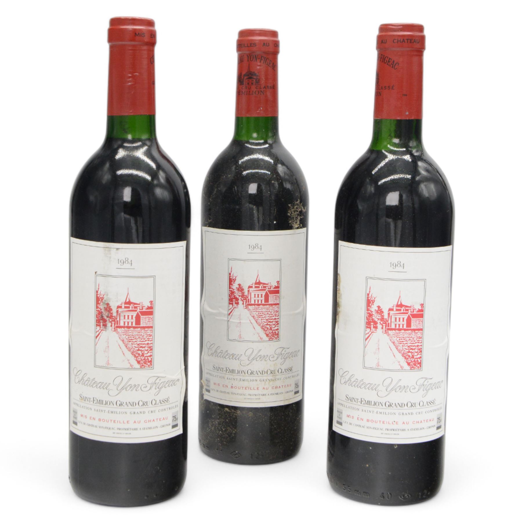 Chateau Yon-Figeac 1984 Saint-Emilion Grant Cur Classe, unknown proof 75cl, three bottles  